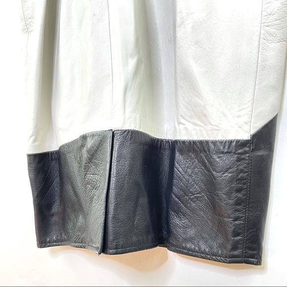 RARE Vintage Leathercraft Process 80's White Leather Fitted Dress Diamond Detail - Picture 10 of 14